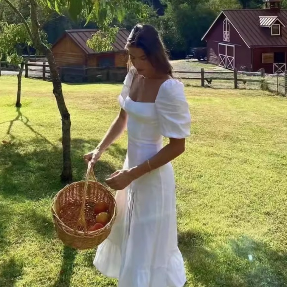 NWT A Classic Piece Reformation Belgium Linen Midi Dress - White - Picture 7 of 11